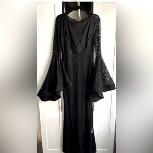 BRAND NEW! Black lace long evening dress. By Symphony size L.
